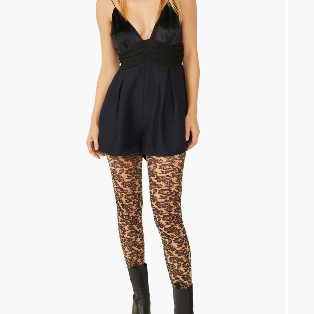 NWT Free People Black Sparkle Satin Romper – Size 6